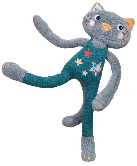 Peluche doudou Elastoc le chat acrobate