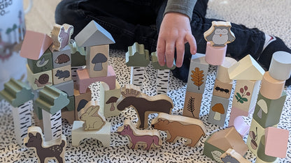 Jeu de construction en bois: Les animaux de la forêt