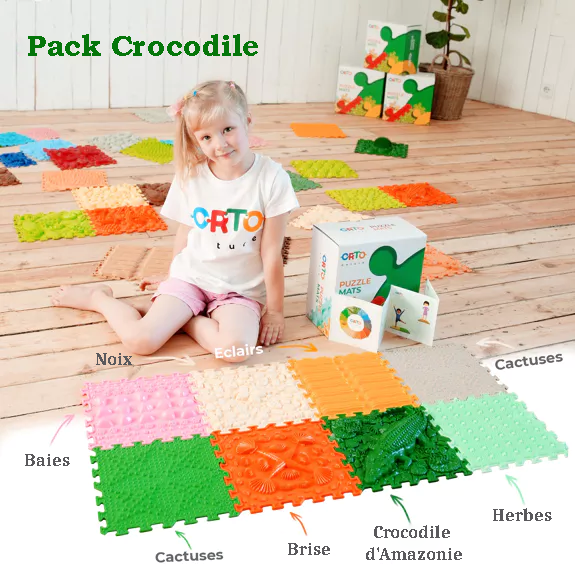 Tapis de sol puzzle orthopédique - Pack "Crocodile"